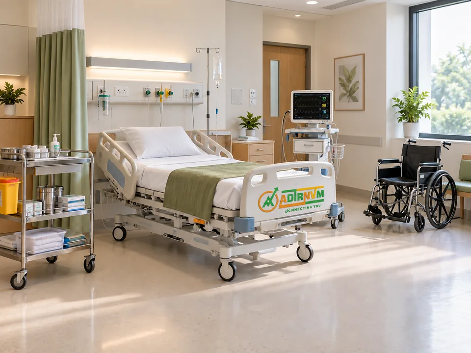 Illustrative ADIRNVM-branded scene: healthcare equipment categories