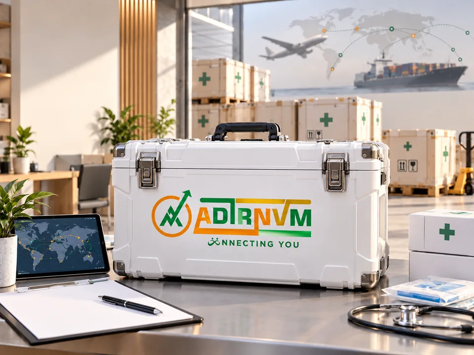 Illustrative ADIRNVM-branded healthcare shipment and international logistics coordination