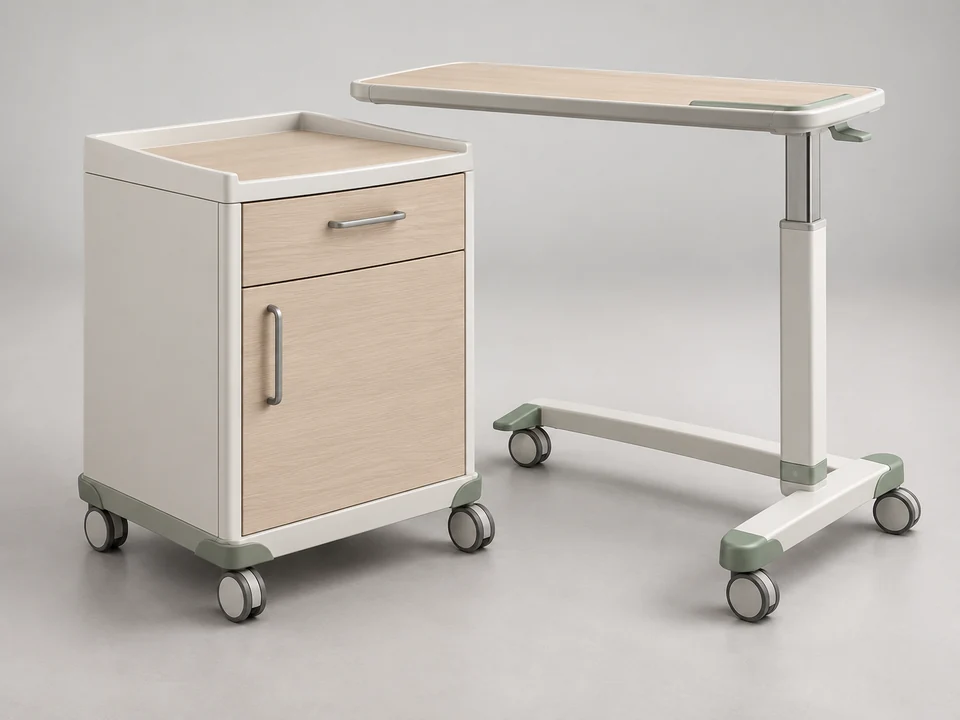AI-generated generic illustration for Bedside Patient-Care Furniture; representative appearance only, not a supplied product