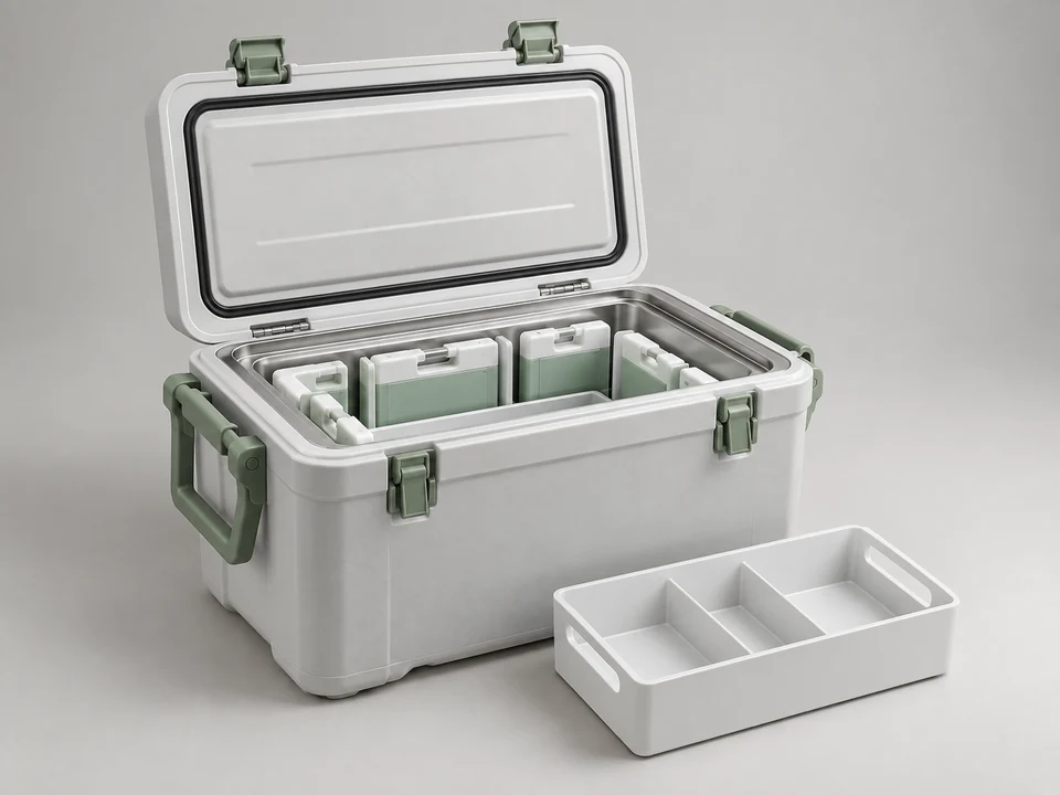 AI-generated generic illustration for Healthcare Cold Boxes; representative appearance only, not a supplied product