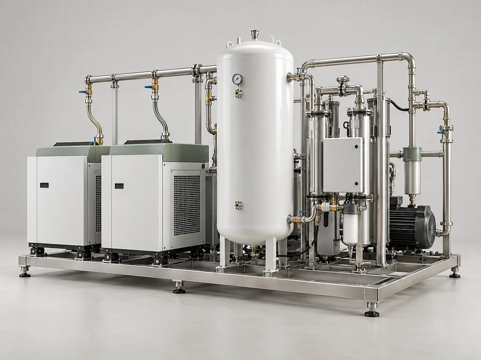 AI-generated generic illustration for Medical Air & Vacuum Systems; representative appearance only, not a supplied product