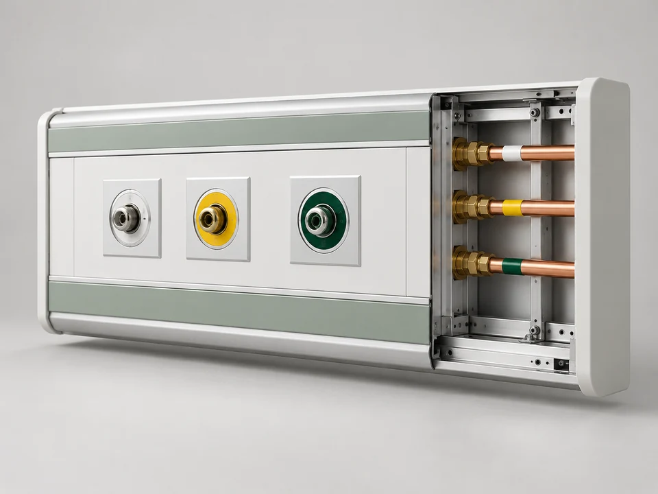 AI-generated generic illustration for Medical Gas Pipeline Systems; representative appearance only, not a supplied product