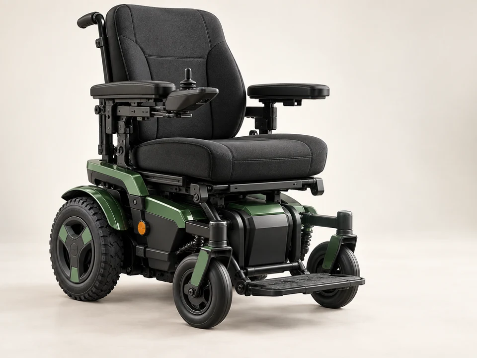 AI-generated generic illustration for Powered Patient Wheelchairs; representative appearance only, not a supplied product